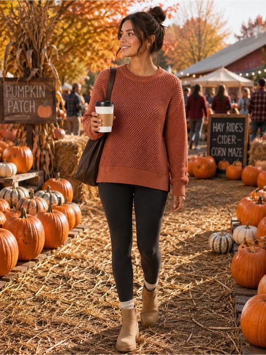 Everlane Sweaters - Everlane Textured Crewneck Sweater in Rust